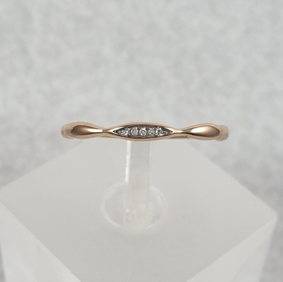 Delicate 14k Rose Gold & Diamonds Band - Picture 2 of 8